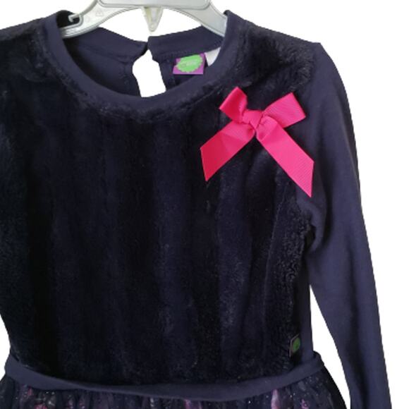 2 FOR $5 Sale Dollie & Me Faux Fur Navy Dress Size 5 - Picture 2 of 9